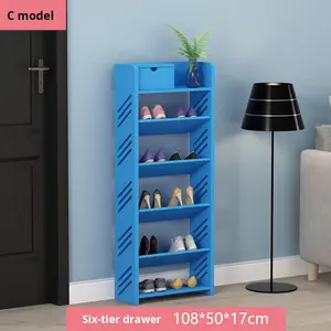 Étagère de rangement multicouche ultra-mince Style design moderne Petite <span class=keywords><strong>armoire</strong></span> à chaussures 17cm de <span class=keywords><strong>profondeur</strong></span> Porte dortoir - Product Image 3