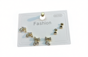 Orecchini a Fiocco alla Moda in Argento 925 Placcato Oro 18K con Cristalli e Strass, Gioielli da Donna per Uso Quotidiano - Product Image 1