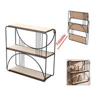 Vente en gros de présentoir mural pliable en bois mdf à 3 niveaux décorations étagère de rangement pliante suspendue pour la maison