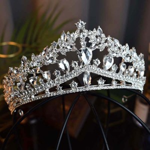 มงกุฎเจ้าหญิงทรงหยดน้ำสุดหรู ประดับคริสตัลสีขาวและเพชร สำหรับงานแต่งงาน วันเกิด และสตูดิโอถ่ายภาพ - Product Image 1