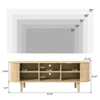 Meuble TV de Salon avec Portes Coulissantes, Console Multimédia en Bois