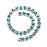 Collier chaîne cubaine en alliage de sucre avec pendentif en diamant de verre émeraude NL2068, diamant carré de 12 mm, pour femmes et hommes, bracelet vert