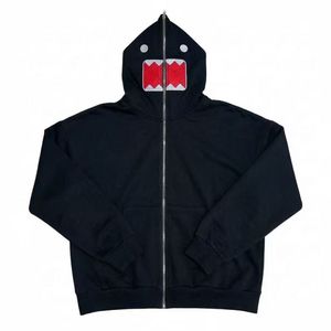 Felpa con <span class=keywords><strong>Cappuccio</strong></span> e Zip Integrale Personalizzata per Uomo, Giacca con Grafica Bocca di Mostro, Oversize Streetwear Hip Hop Casual - Product Image 2