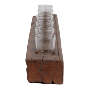 Portacandele in legno di recupero con 6 bicchieri in vetro per decorazioni per la casa, centrotavola, espositore da scaffale - Product Image 3