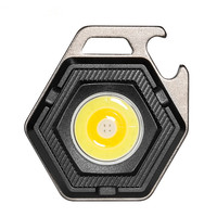 Lampu Kerja COB Magnetik Multi-Fungsi Senter Gantungan Kunci LED Saku Lampu Kerja Mini COB Isi Ulang dengan Pembuka Botol