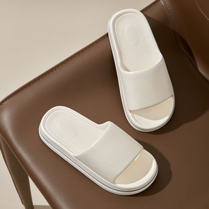 Solid Color PVC <b>Slides</b> Slipper Open Toe Anti-Slippery Indoor EVA Outsole Summer Wear - Product Image 2