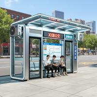 Arrêt de Bus Intelligent Climatisé avec Mur et Toit en Verre Trempé