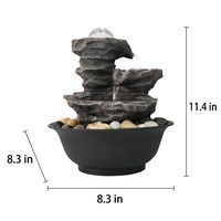 Fuente de agua de resina con luz LED, 4 niveles, esfera de mesa interior, cascada, para el hogar y la Oficina