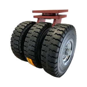 Roulettes pivotantes robustes à roulement rapide, en caoutchouc noir solide, à motifs de bande de roulement profonds, capacité de charge de 7 tonnes pour terrains accidentés - Product Image 3