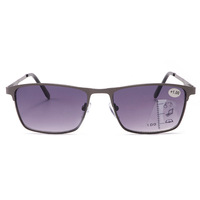 Lunettes de soleil progressives multifocales anti-lumière bleue, grises, carrées, fines, avec verres correcteurs, en métal, pour femmes et hommes