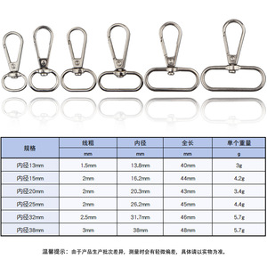 หัวเข็มขัดโลหะผสมสังกะสีขนาด 13 มม. ถึง 38 มม. แข็งแรง หมุนได้ สำหรับกระเป๋า พวงกุญแจ อุปกรณ์ฮาร์ดแวร์ - Product Image 2