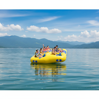 Bateau gonflable tractable pour 4 à 6 personnes avec 3 sièges, en PVC, couleur jaune, pour sports nautiques