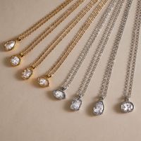 Collier en acier titane inaltérable avec zircon incrusté, design à bords côtelés, luxe léger, accessoires de mode, vente en gros