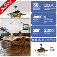 1stshine Farmhouse Style 52 pouces Dc Motordecorative Indoor Light Invisible Ceiling Fan avec lampe