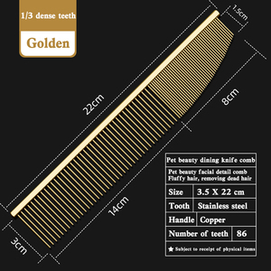 Pettine professionale per toelettatura animali, pettine dritto color oro, alta qualità per uso domestico, pettine per toelettatura animali con aghi in acciaio ad alta resilienza - Product Image 4