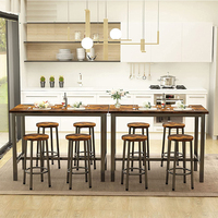 Ensemble de Table à manger 3 pièces, Table de Bar industrielle avec tabourets, ensemble de Table de Pub ronde rustique marron