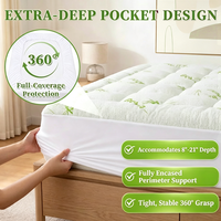Surmatelas matelassé en bambou moelleux avec jupe élastique 600 g/m² extra épais pour matelas Queen Size, protège-matelas sur mesure