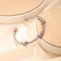Bracelet croisé torsadé en argent bicolore 18K pour femmes Designer Dupes Fashion Charm Jewelry Two Tone Bangle Cuff