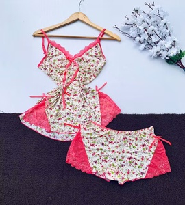 Women's Sexy Halter <strong>Shorts</strong> Suit Floral Print Deep V Lace Neck Pajamas Ice Silk <strong>Slip</strong> Nightwear Soft Suspender Nightgown Home Wear - Product Image 6