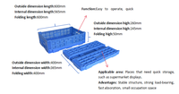 Caisse en plastique pliable HAOSEN, durable et écologique, légère, empilable et emboîtable pour la transformation alimentaire et l'emballage des légumes
