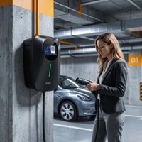 Cargador de Pared para Vehículos Eléctricos de 7kW, 11kW, 22kW, Ajustable, con Tipo 1/Tipo 2, Pistola Simple/Doble, 4G+Bluetooth, IP55/IP65, ABS V0, CE