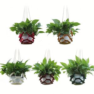 Outdoor Plant Hanger Planter Wall Hanging Shelf Holder with Leather Rope Gardening Accessory - Product Image 2