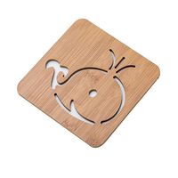 Sous-verre en bois naturel écologique pour la cuisine, dessin animé, sous-verre en bois, antidérapant, taille personnalisée