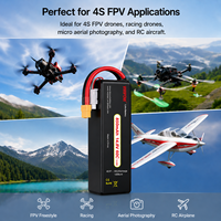 Viwipow 850mAh 14.8V LiPo Drone Cell 60C Tingkat Pengosongan Tinggi Baterai Li-Po Isi Ulang untuk Drone Balap FPV Mini