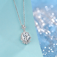 Collier pendentif ovale en moissanite en argent pur S925, bijoux en argent