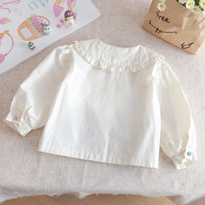 Camicetta per Ragazze con Maniche Lunghe, Stampa Ricamata a Cartoni Animati, Colletto a Bambola, per Uso Quotidiano Primaverile - Product Image 3