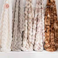 Couverture moelleuse en fausse fourrure de lapin bulle douce épaisse tricotée confortable pour l'hiver cadeaux décoratifs pour la maison canapé-lit canapé chaise