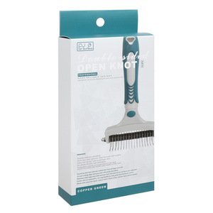 Nuevo peine y cepillo 2 en 1 de doble cara para mascotas con logo personalizado, autolimpiable, para desenredar el pelo de perros y gatos, elimina nudos y pelo suelto. - Product Image 6