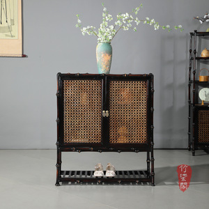 Bamboo Entryway Cabinet Lacquered Bamboo 2 Door Chinese Style Living Room Storage Cabinet - Product Image 5