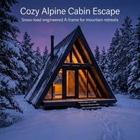 Cabane triangulaire en forme de A, kit de cabane préfabriquée, résistante aux charges de neige, plafond haut, idéale pour le glamping en station de ski ou comme retraite.