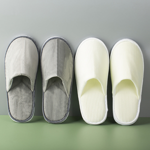 Pantuflas de Spa de Felpa Coral con Rayas, para Hotel de Lujo, con Logotipo Personalizado, Doble Costura en la Parte Superior, Artesanía de Primera Calidad - Product Image 2