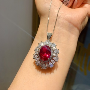 Conjuntos de Joyería Étnica Floral con Colgante de Corazón y Circonita Cúbica Roja Grande de 12*16MM, de Cobre Ecológico, para Novias y Fiestas, Venta al por Mayor - Product Image 4