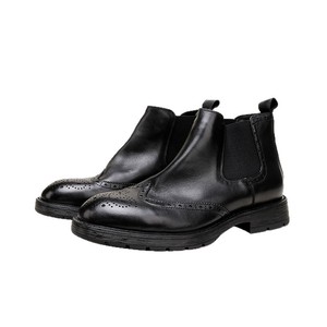 Bottes montantes pour hommes en cuir véritable, style vintage britannique, brogues à motifs, décontractées et habillées, légères et confortables, à enfiler, pour l'été - Product Image 4