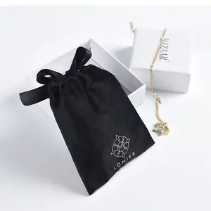 Luxury purple velvet bag white embroidery logo drawstring tarot bags for jewelry pouch