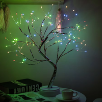 Arbre artificiel moderne en métal en forme de bouleau à LED, télécommande, lumière chaude multicolore, intensité réglable, alimentation USB/piles, pour les fêtes