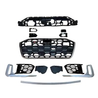 Grille de radiateur avant en nid d'abeille, cache de phare antibrouillard, garniture de calandre, kit carrosserie pour Audi A6 2015-2019, style S6, noir/argent