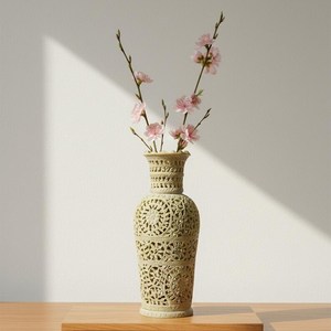 แจกันหินอ่อนแกะสลัก ANURAG HANDICRAFT สำหรับดอกไม้แห้ง สไตล์วาบิซาบิ ของตกแต่งบ้านแบบมินิมอล ของประดับตกแต่งห้องนั่งเล่น ของขวัญ - Product Image 2