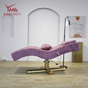 Sillón Estético Cama para Pestañas <span class=keywords><strong>de</strong></span> Cuero Sintético Terciopelo <span class=keywords><strong>Rosa</strong></span> Cama Eléctrica para Salón <span class=keywords><strong>de</strong></span> Belleza con Elevación Ajustable - Product Image 4