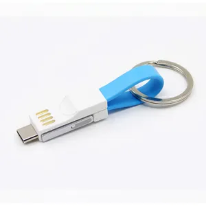 שיווק מתנה פריטים קידום מותאם אישית לוגו 3 ב 1 מיני USB נתונים כבל keychain עבור כוח בנק
