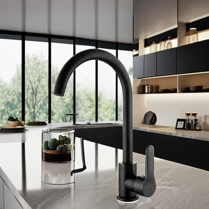 <span class=keywords><strong>Robinet</strong></span> de <span class=keywords><strong>cuisine</strong></span> thermostatique monocommande noir à col de cygne, avec douchette extractible pour <span class=keywords><strong>eau</strong></span> froide, en laiton moderne, type pratique, KAWAL - Product Image 3