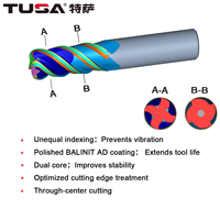Inner Colding Solid Carbide End Mill 4 Flute Tungsten Carbide milling cutter dengan corn C & R 50 °   sudut heliks untuk HRC52-65