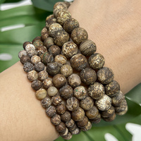 Perles rondes en agate brune naturelle AsVrai U pour la fabrication de bijoux, bracelets et colliers DIY