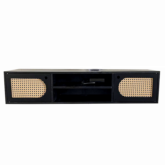 Rattan Floating TV Stand Wall Mounted,Floating Entertainment Center,Modern Media Console Floating TV Cabinet Under TV Shelf
