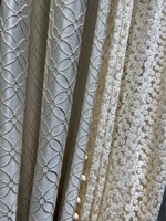 Rideaux de fenêtre en tissu jacquard élégant et romantique de style américain, à motif géométrique personnalisé, occultant, en dentelle et macramé, 2026