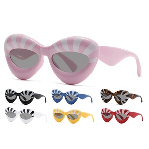 Lunettes De soleil De luxe Hip Hop, yeux De chat rayées, zèbre, gonflables, mignonnes, couleur bonbon, tendance, 2023 - Product Image 2
