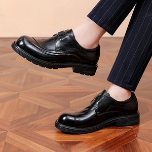 New Summer Collection <b>Men's</b> Business Dress Shoes with Thick Soles and <b>Heels</b> Casual Leather Shoes Genuine Leather Breathable - Product Image 5